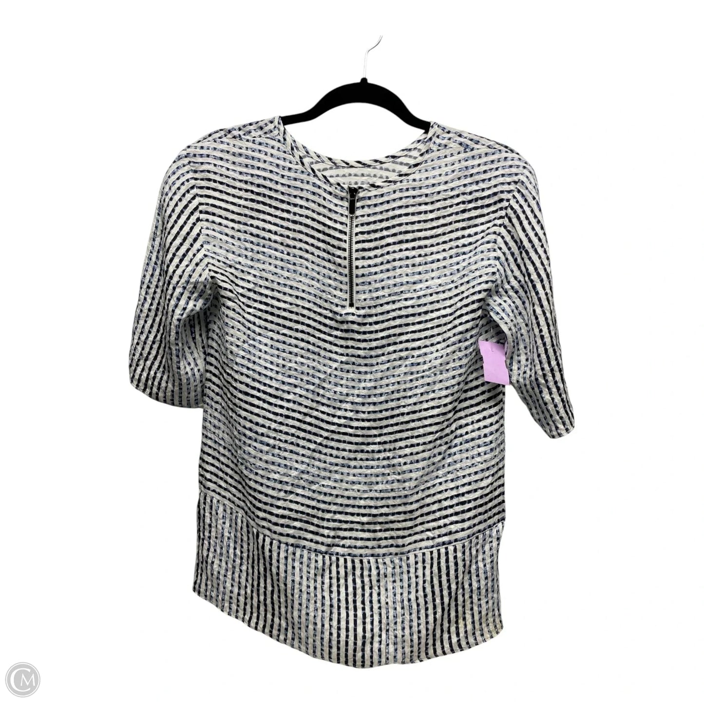 Top Short Sleeve Designer By Derek Lam In Blue & White, Size: 2