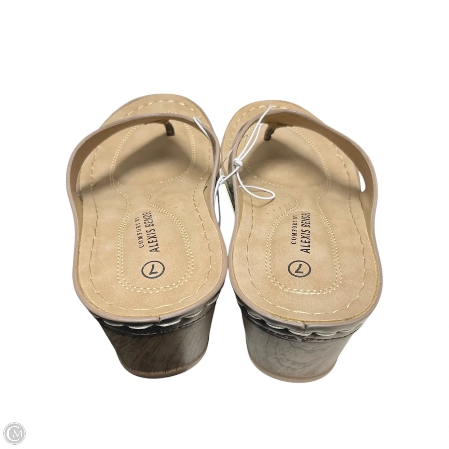 Sandals Heels Wedge By Clothes Mentor In Brown & Grey, Size: 7