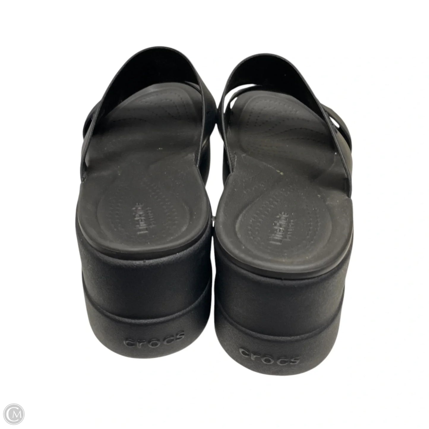 Sandals Heels Platform By Crocs In Black, Size: 6