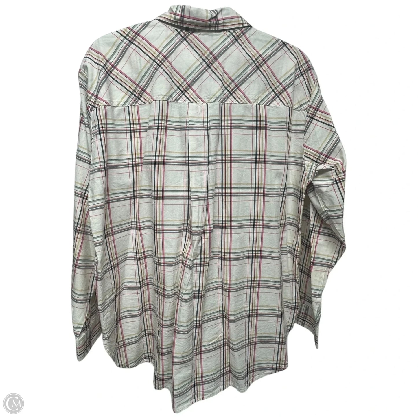 Top Long Sleeve By Loft In Plaid Pattern, Size: L