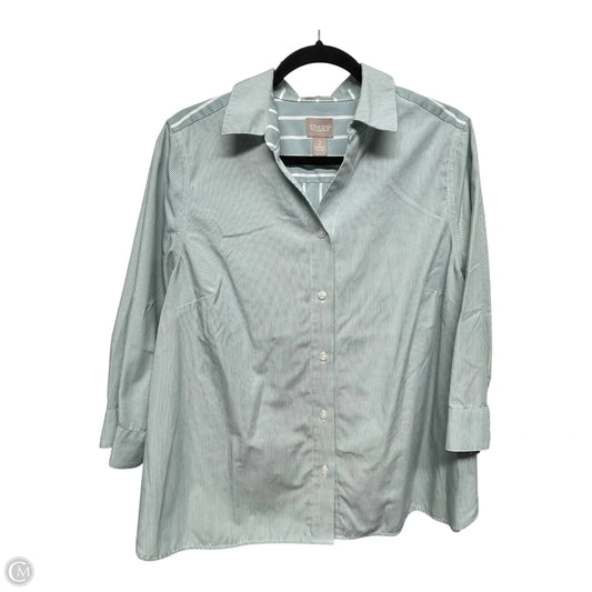 Top 3/4 Sleeve By Chicos In Striped Pattern, Size: L