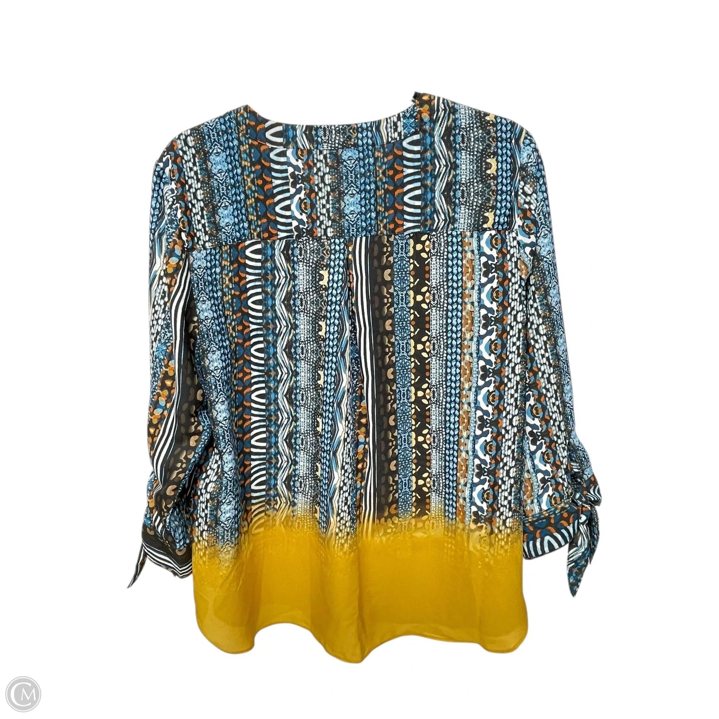 Blouse Long Sleeve By Zac And Rachel In Black & Green, Size: Xlp