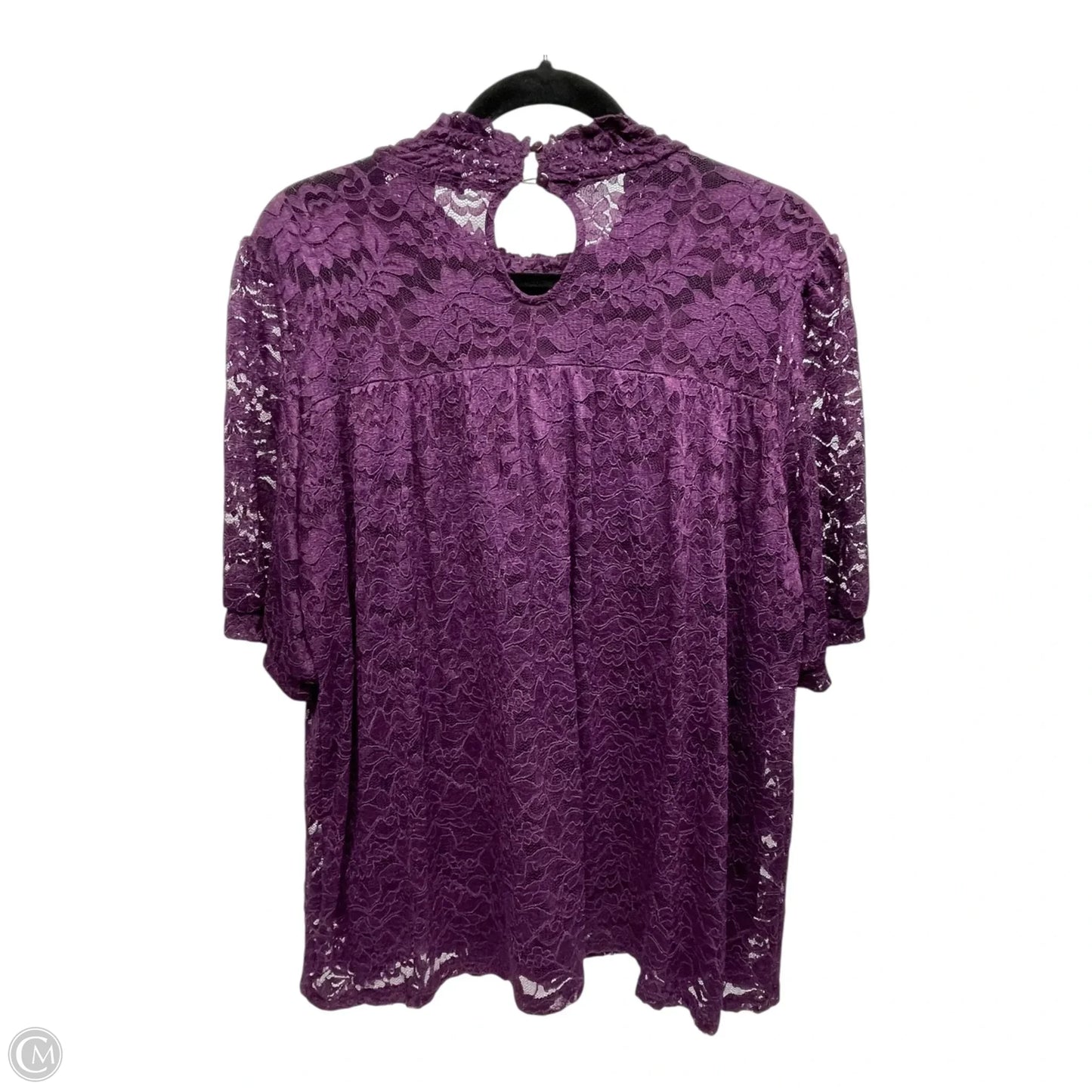 Blouse Short Sleeve By Cable And Gauge In Purple, Size: Xl
