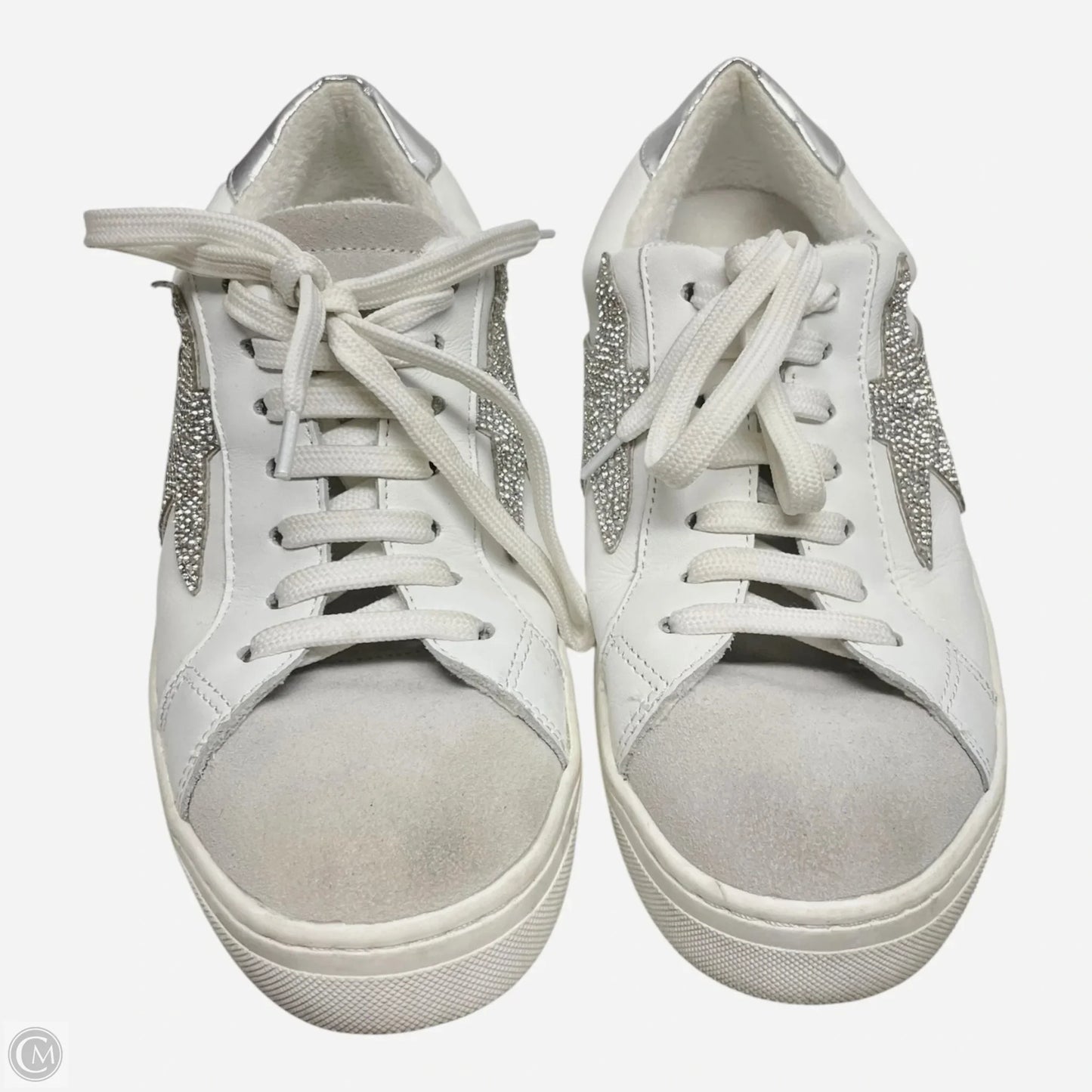 Shoes Sneakers By Steve Madden In Silver & White, Size: 9