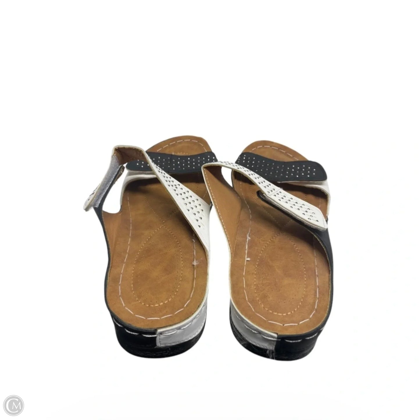 Sandals Heels Platform By Clothes Mentor In Black & White, Size: 8.5