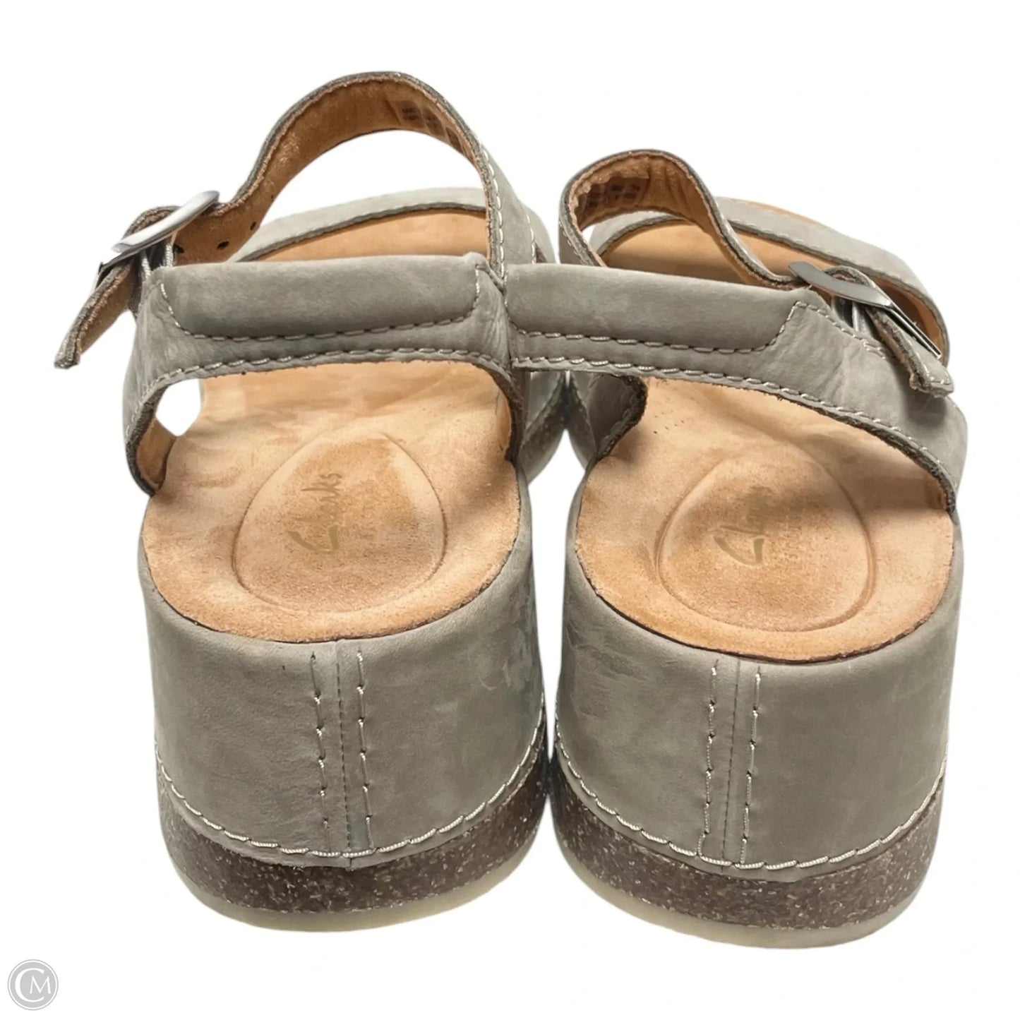 Sandals Heels Wedge By Clarks In Beige, Size: 7.5
