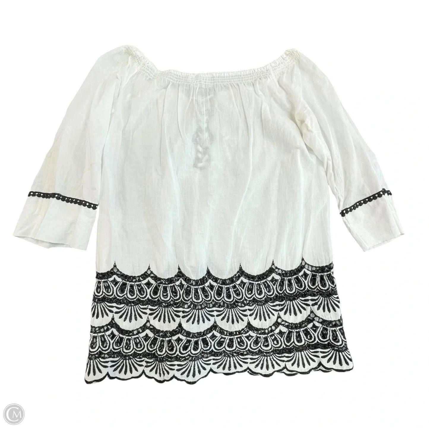 Top Short Sleeve By Cmc In Black & White, Size: S
