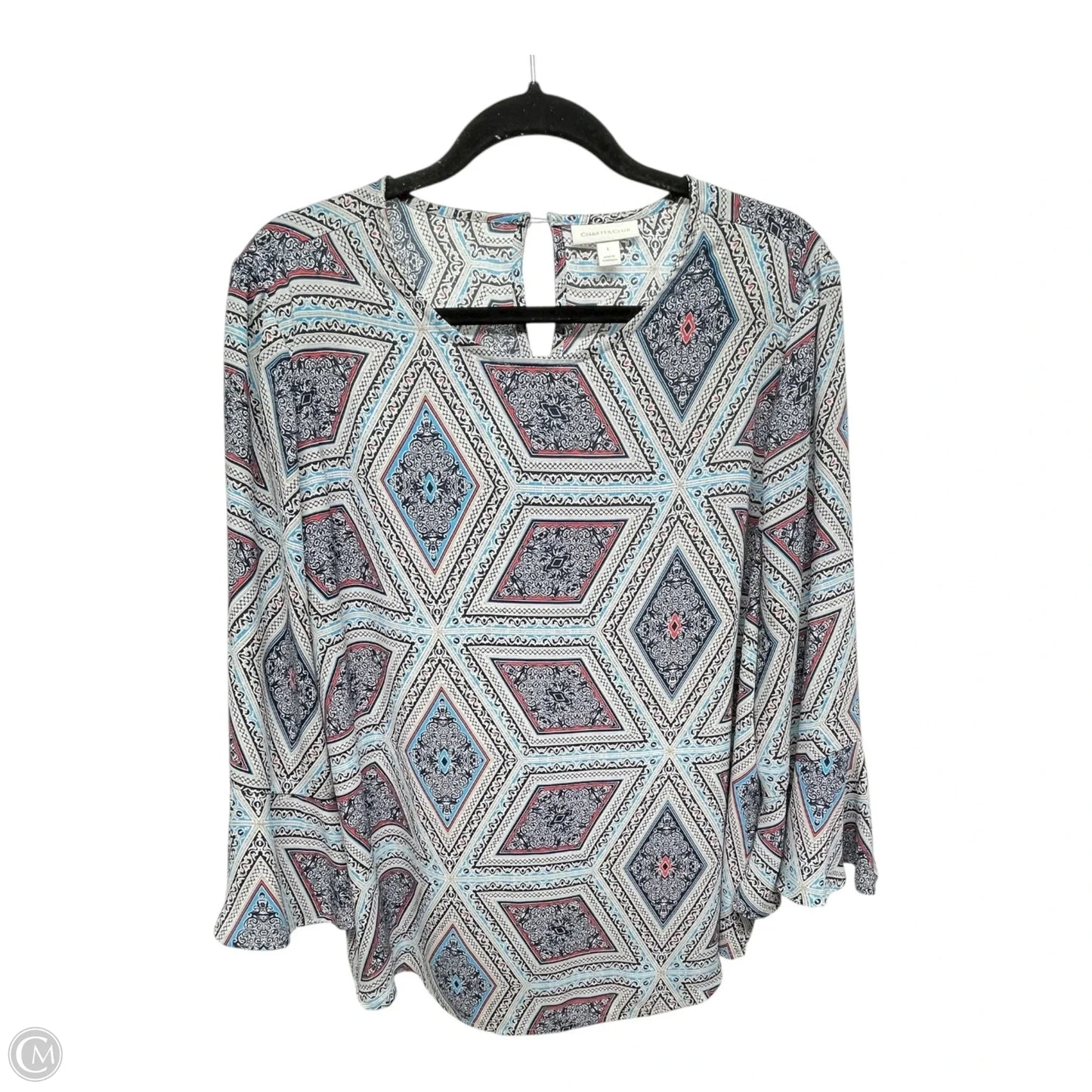 Top 3/4 Sleeve By Charter Club In Blue, Size: L