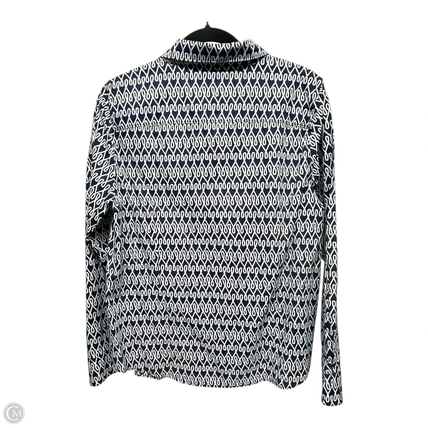 Top Long Sleeve By Crown And Ivy In Blue & White, Size: L