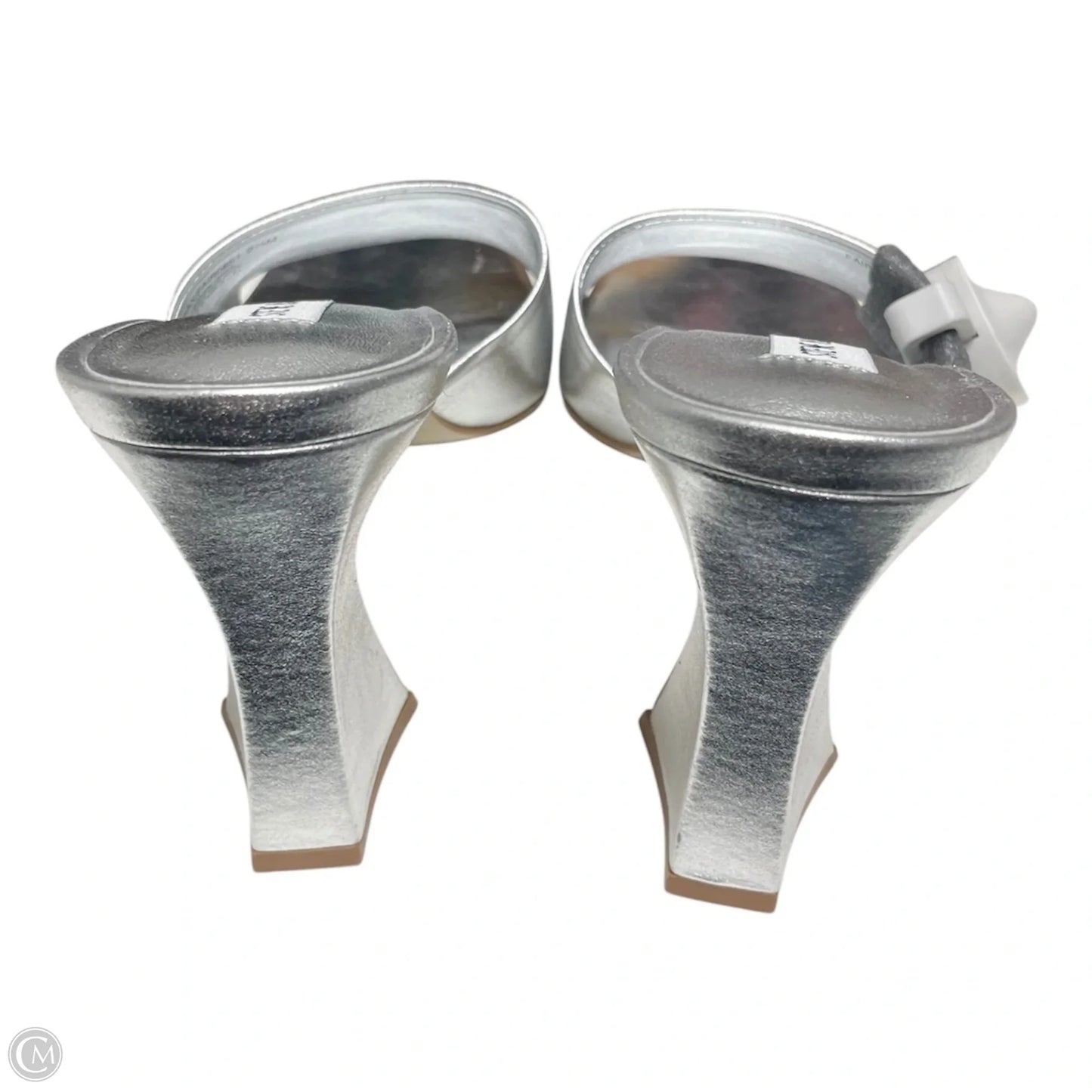 Sandals Heels Stiletto By Steve Madden In Silver, Size: 9.5