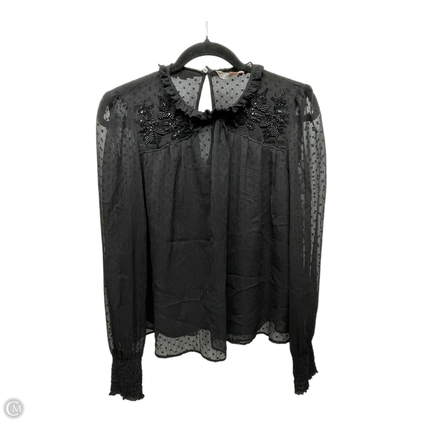 Top Long Sleeve By Zara In Black, Size: S