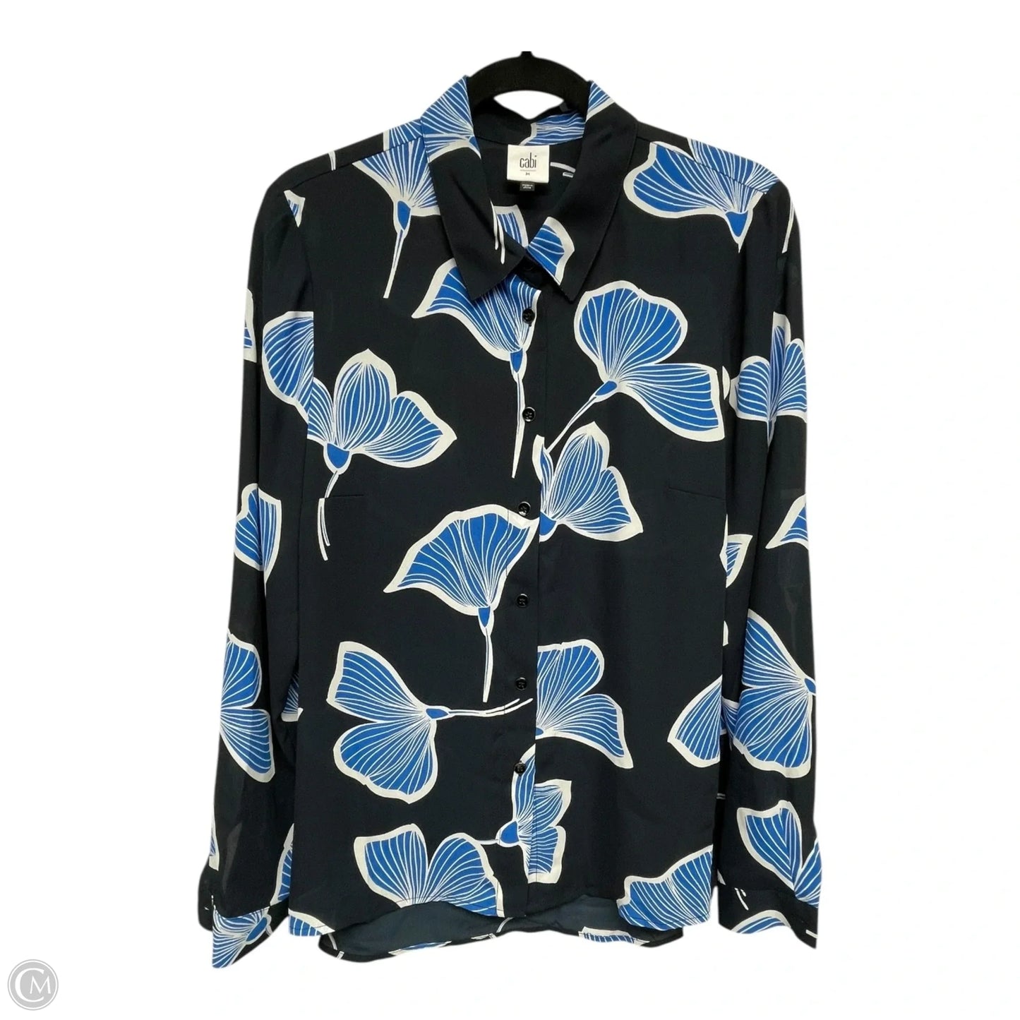 Top Long Sleeve By Cabi In Black & Blue, Size: M