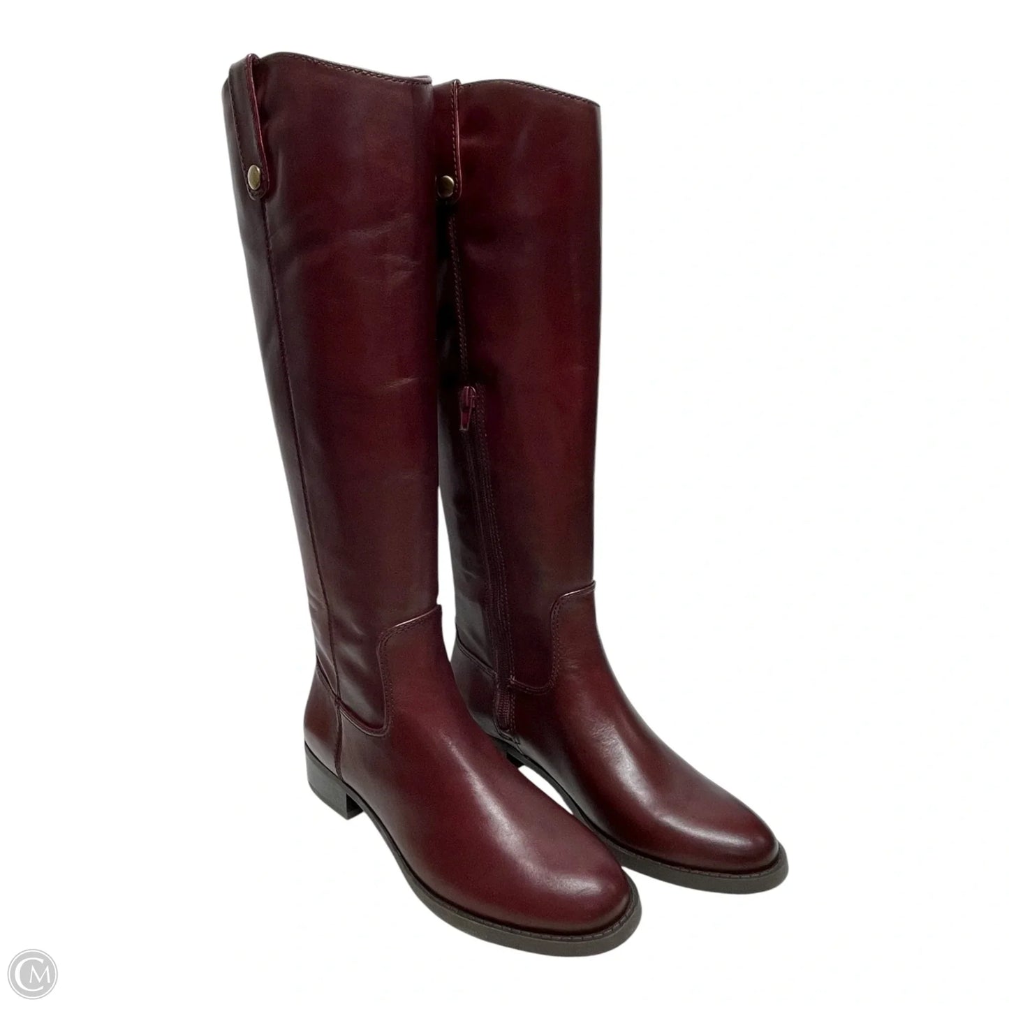 Boots Leather By Inc In Maroon, Size: 6.5