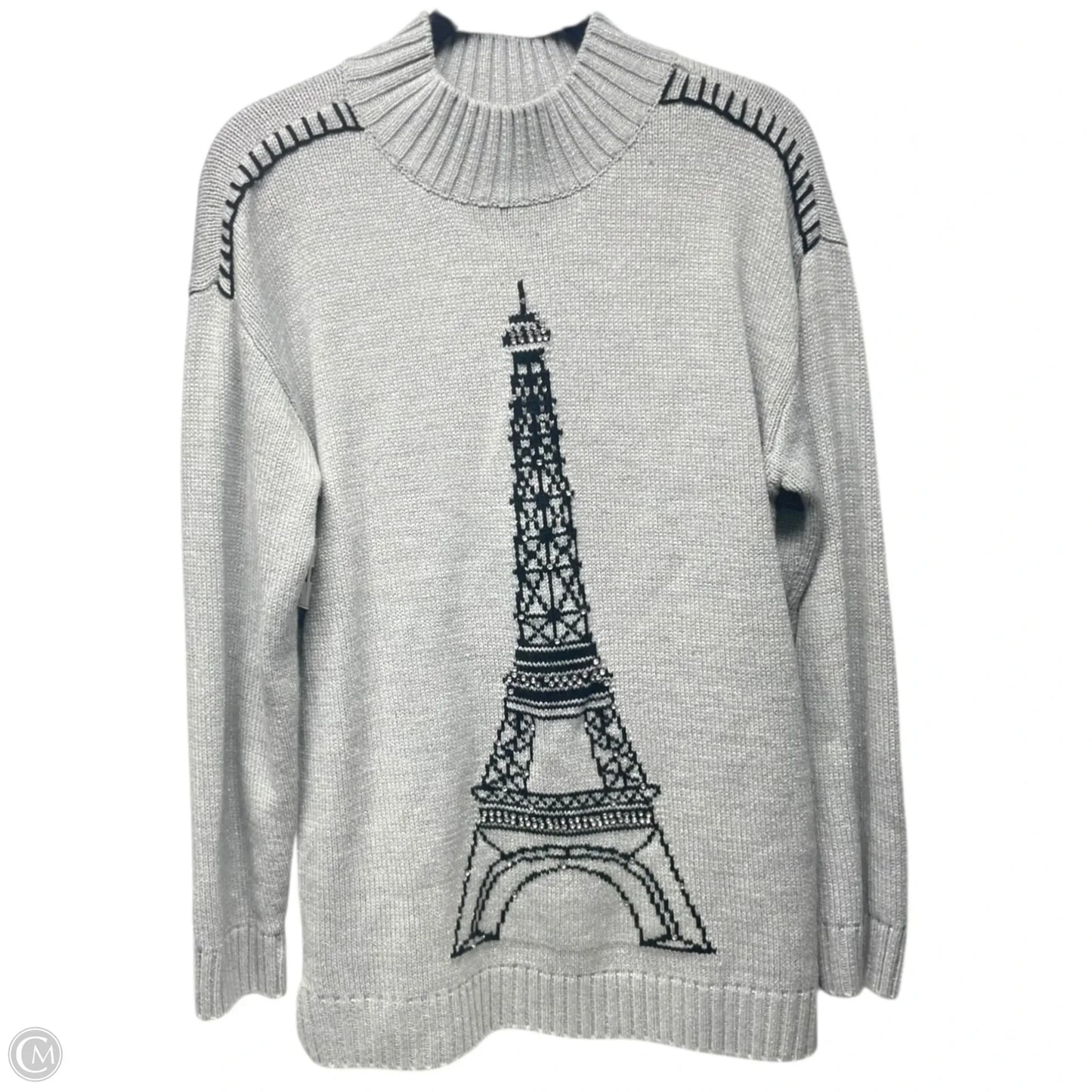 Sweater Designer By Karl Lagerfeld In Black & Grey, Size: M