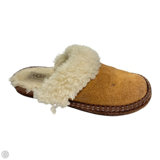 Slippers Designer By Ugg In Brown & Cream, Size: 5