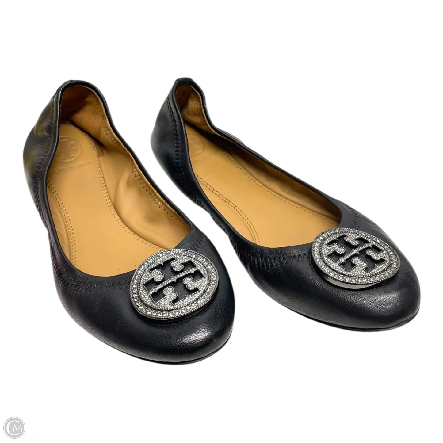 Shoes Designer By Tory Burch In Black & Silver, Size: 5.5