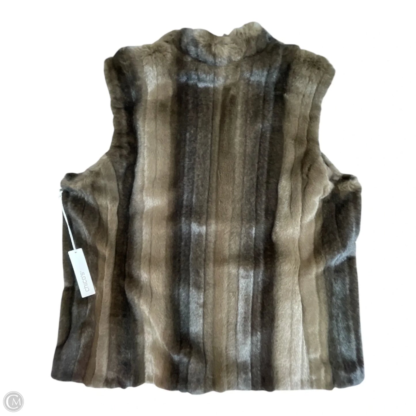 Vest Faux Fur & Sherpa By Chicos In Brown, Size: Xl