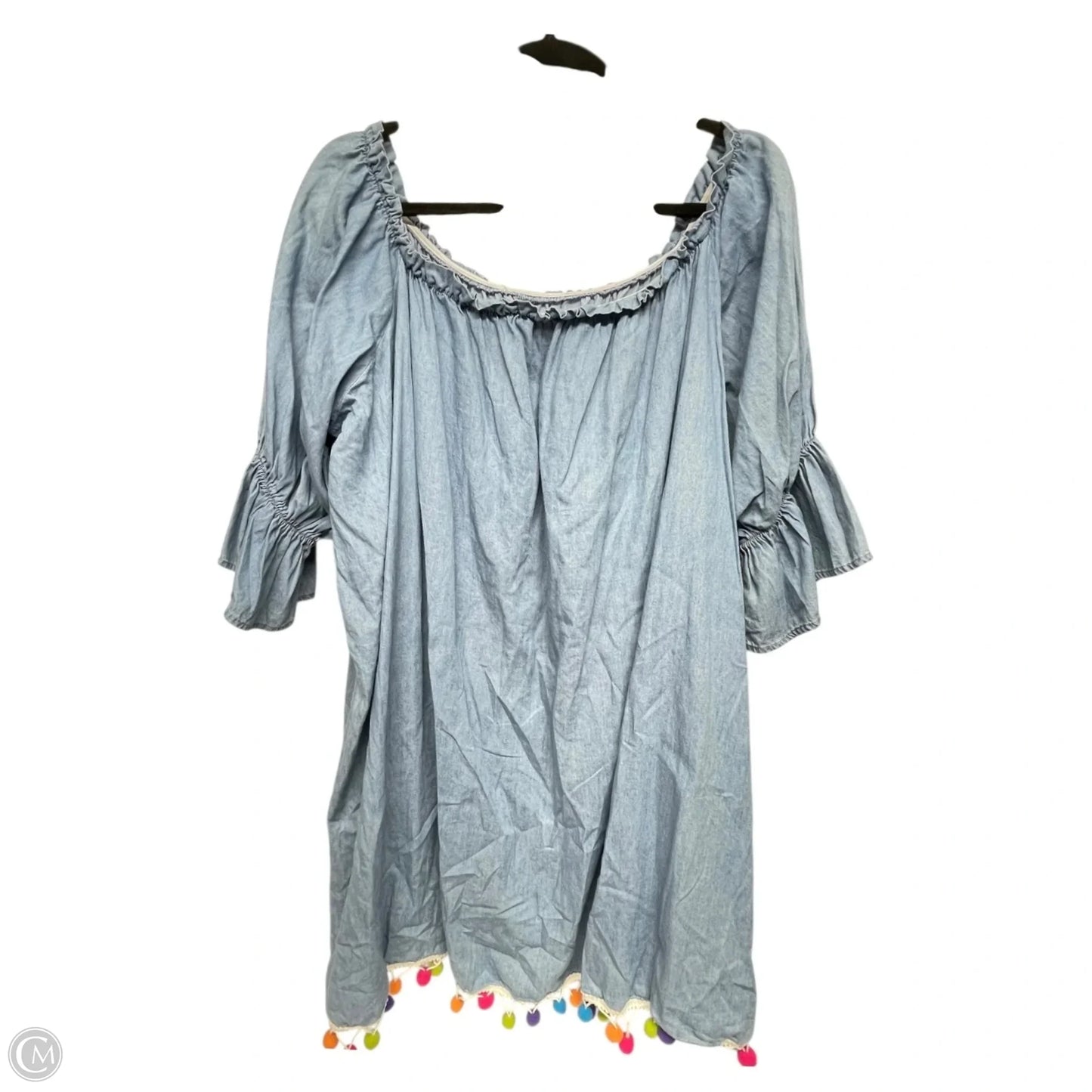 Tunic 3/4 Sleeve By Saks Fifth Avenue In Blue Denim, Size: M