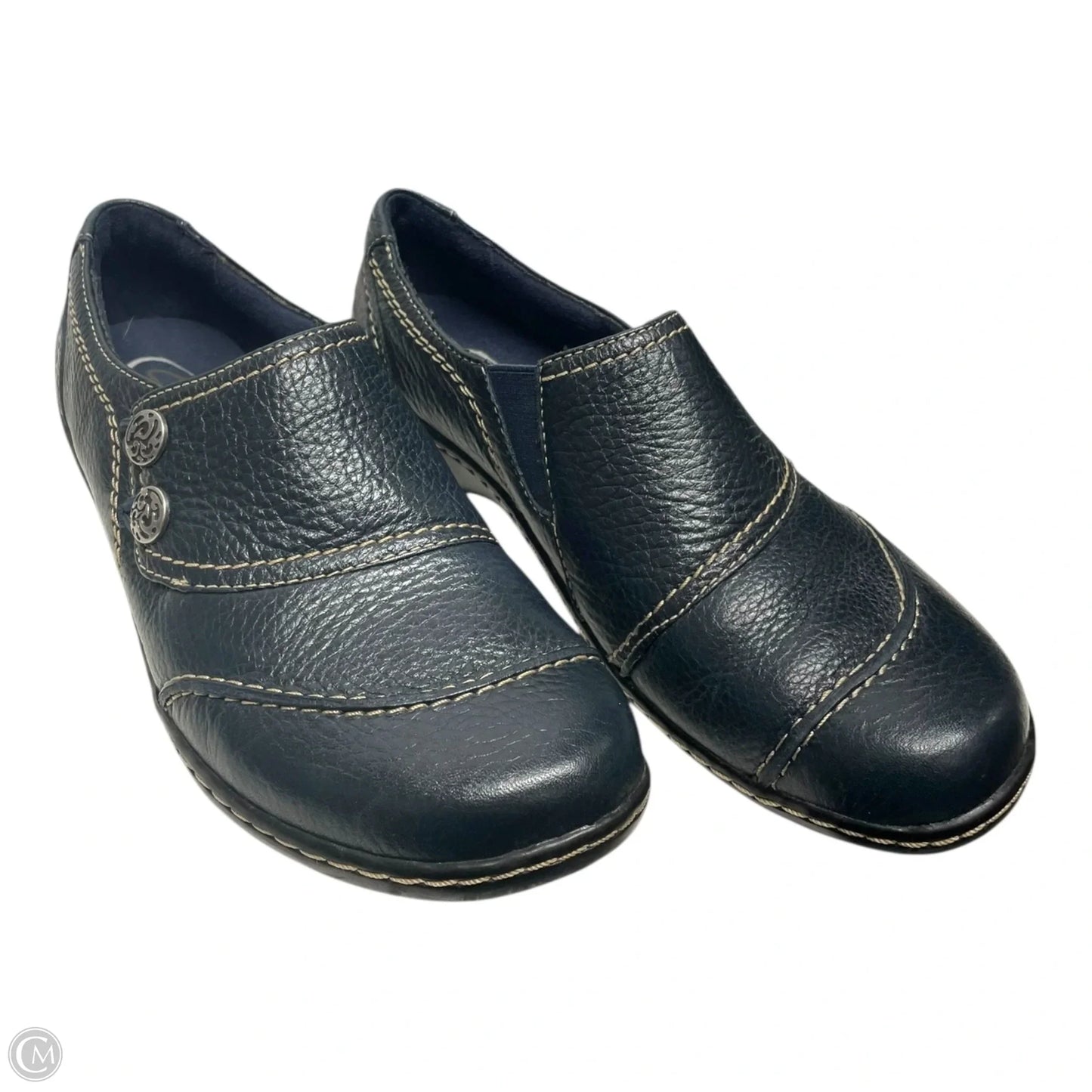 Shoes Flats By Clarks In Navy, Size: 8