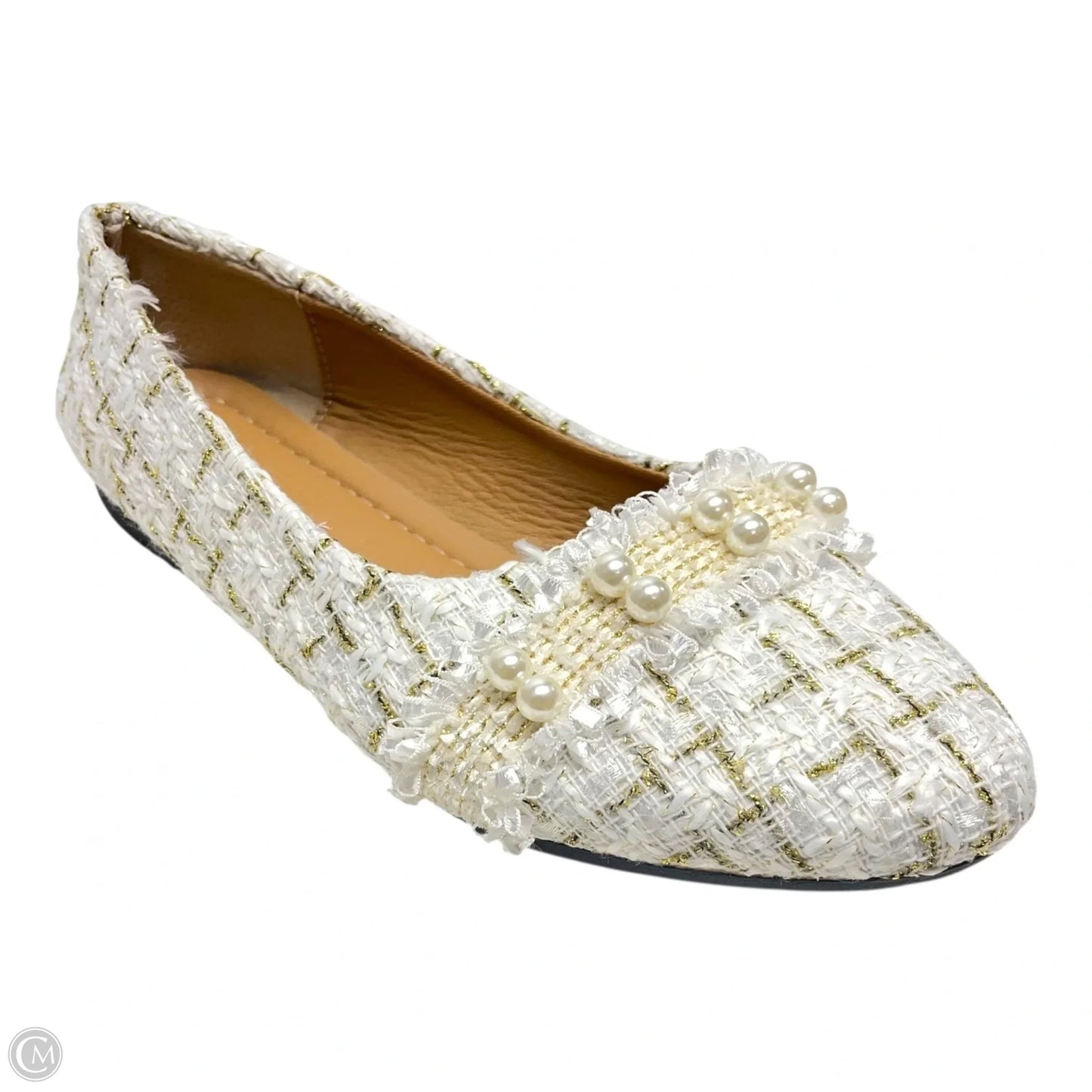 Shoes Flats By sifayf In Gold & White, Size: 7.5