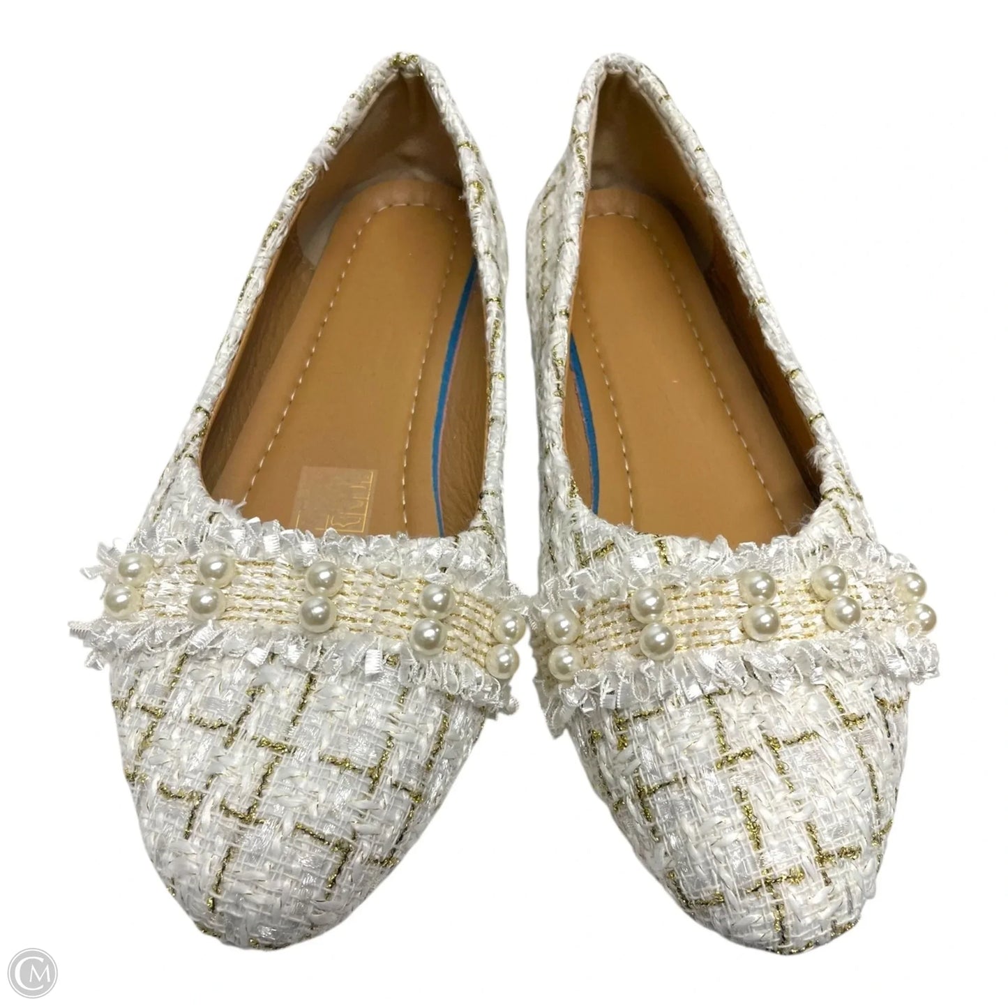 Shoes Flats By sifayf In Gold & White, Size: 7.5