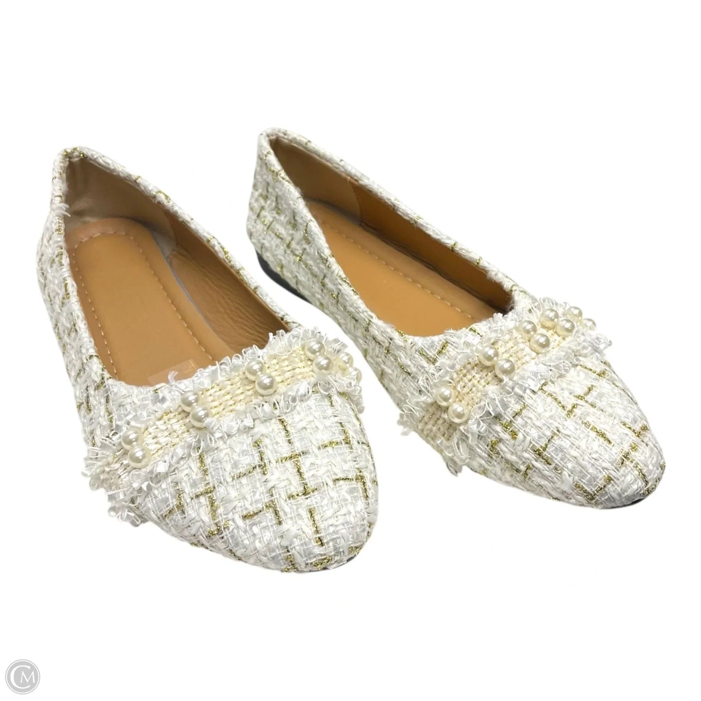 Shoes Flats By sifayf In Gold & White, Size: 7.5