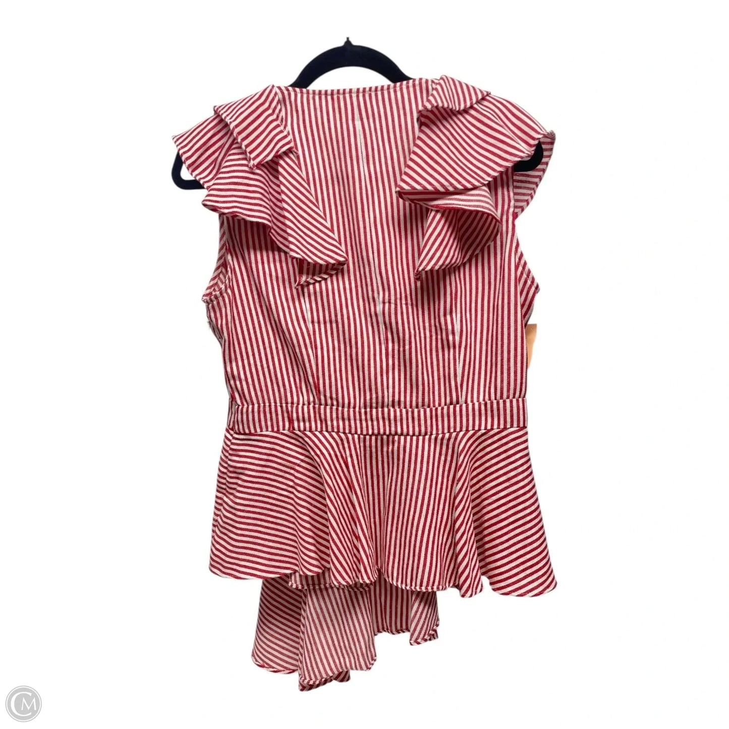 Top Short Sleeve By Cristina In Red & White, Size: L