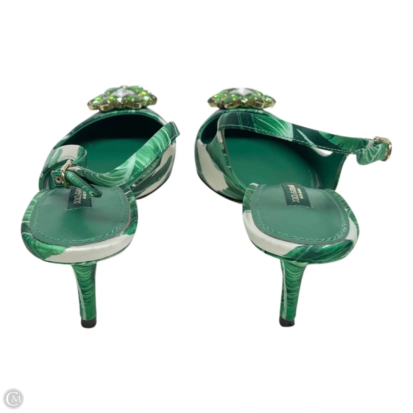 Shoes Luxury Designer By Dolce And Gabbana In Green & White, Size: 7.5