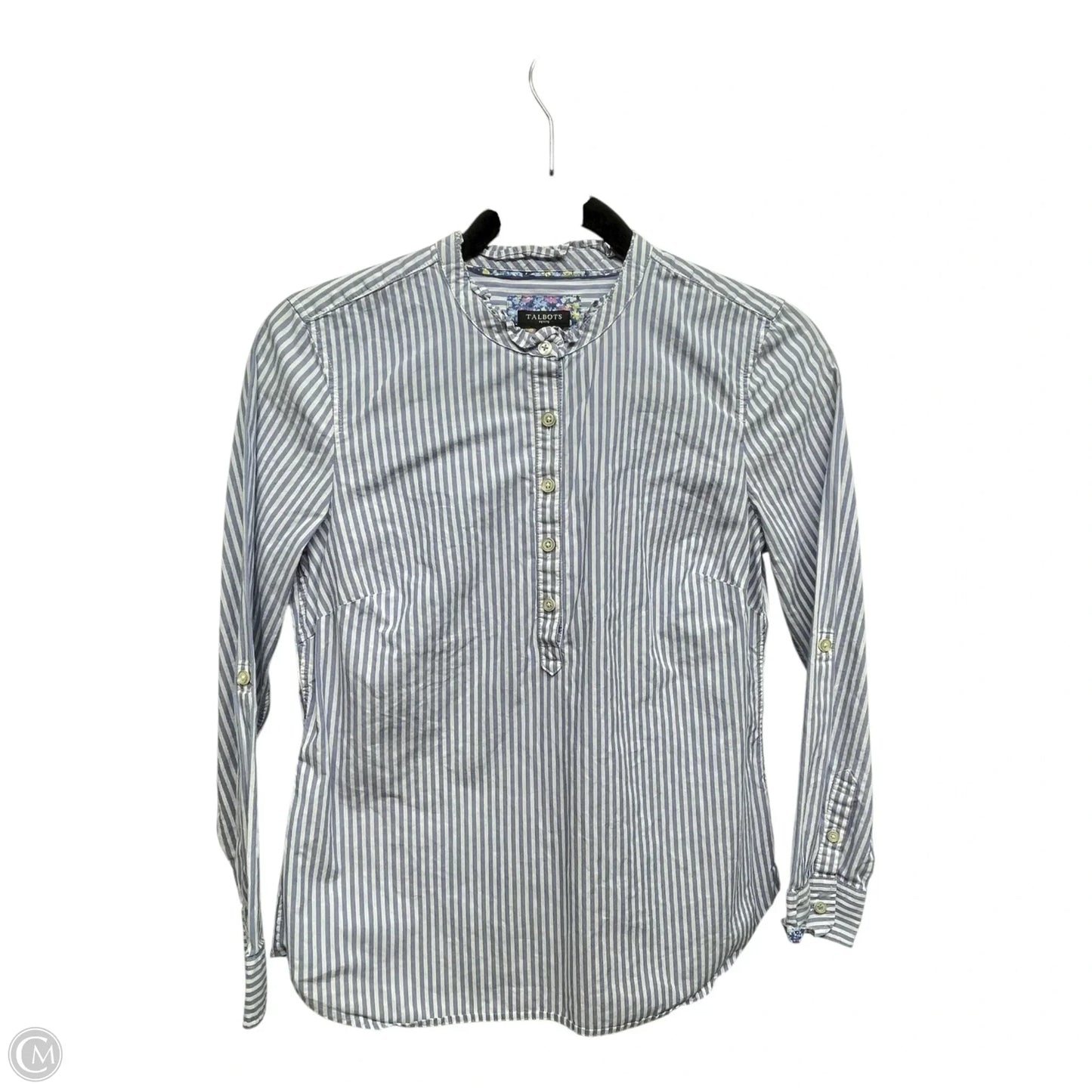Top Long Sleeve By Talbots In Blue & White, Size: Sp