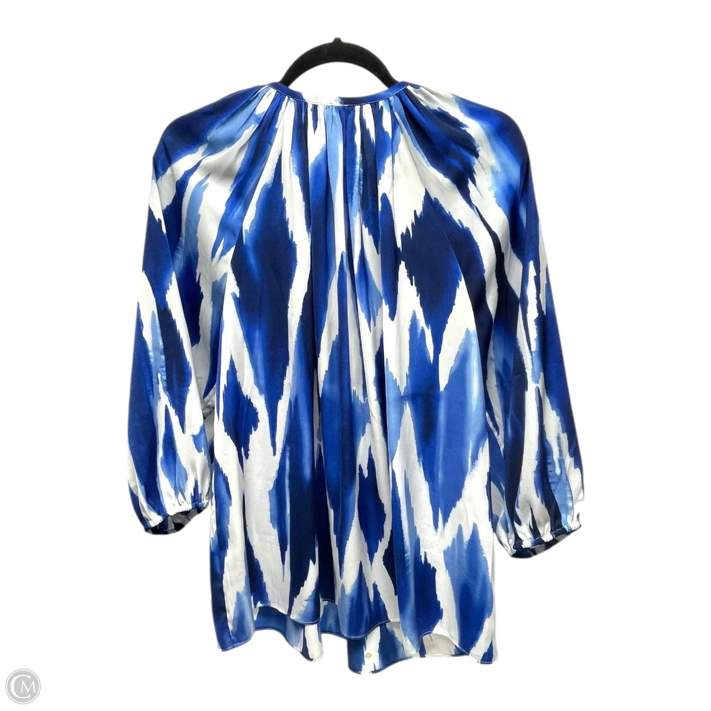 Top Long Sleeve By Chicos In Blue & White, Size: L