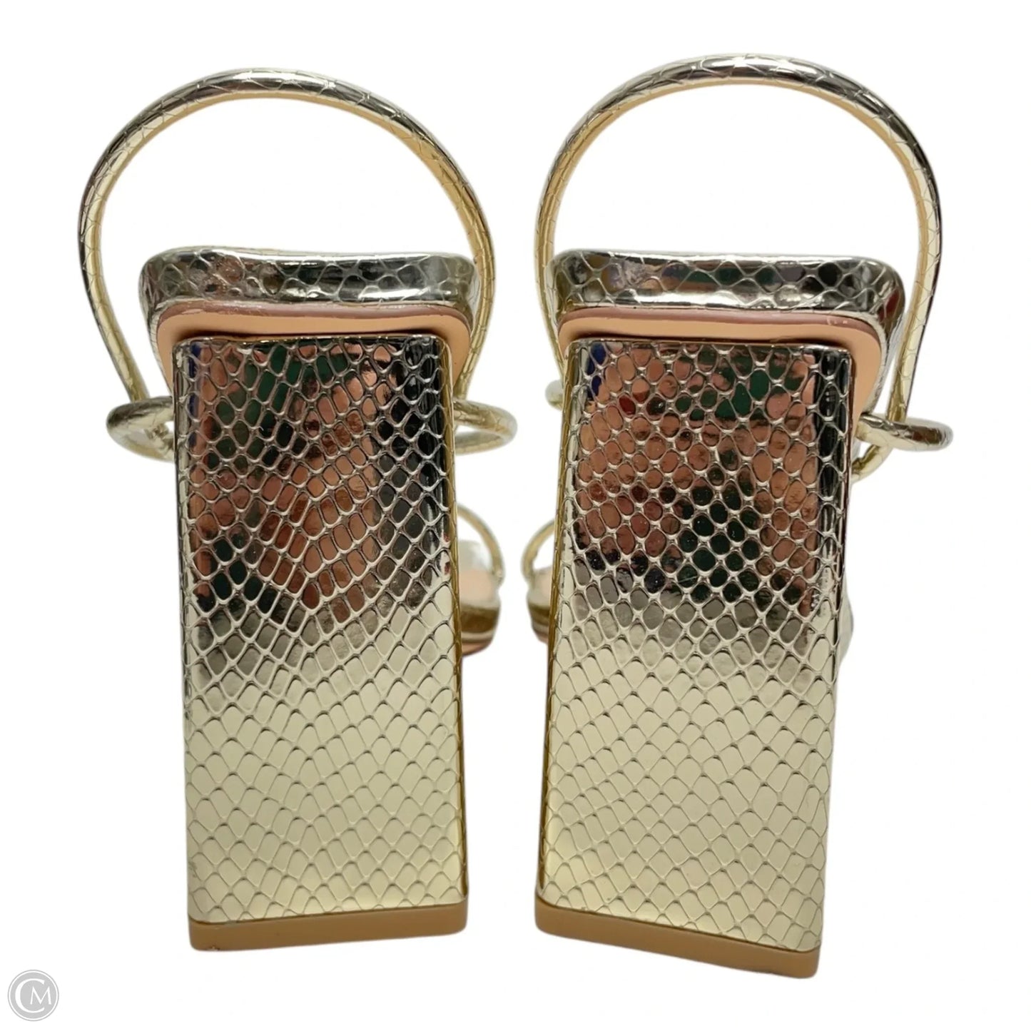 Shoes Heels Block By Fashion Nova In Gold, Size: 8.5