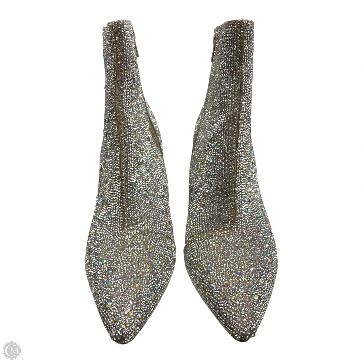 Boots Ankle Heels By Betsey Johnson In Silver, Size: 10