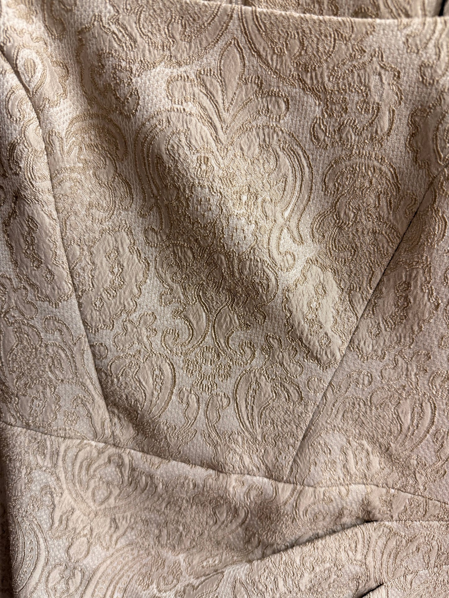 Dress Designer By Karen Millen In Tan & White, Size: M