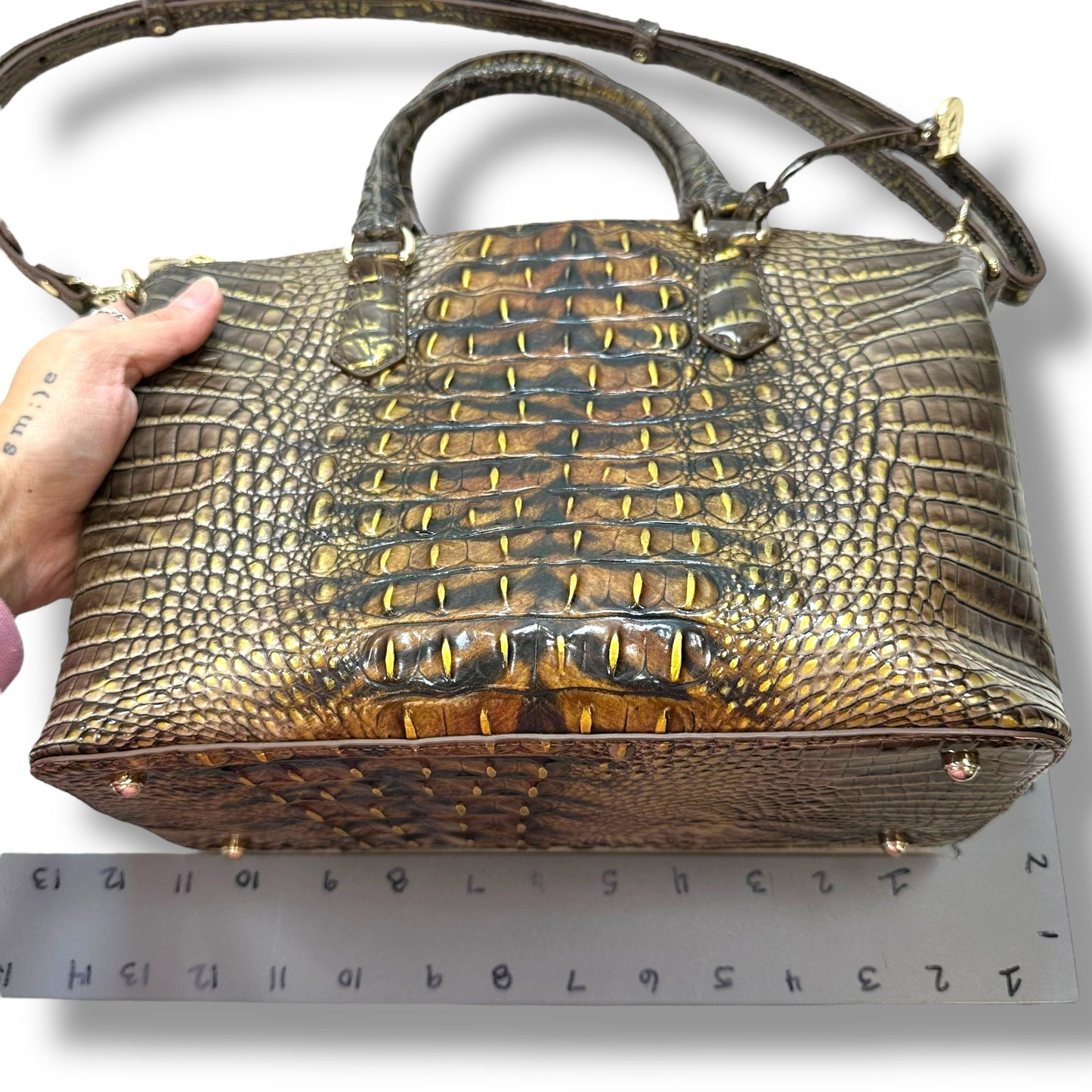 Duxbury Satchel - Instinct Ombre Melbourne Handbag Designer By Brahmin, Size: Small