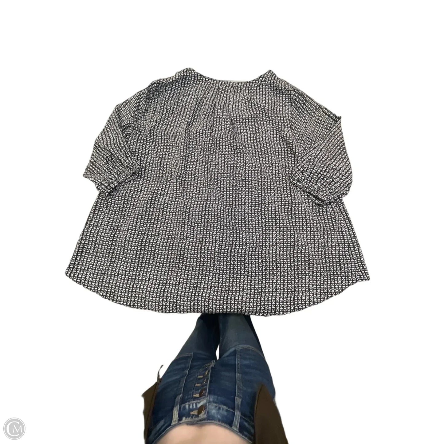 Top 3/4 Sleeve By Tahari In Black & White, Size: 3x