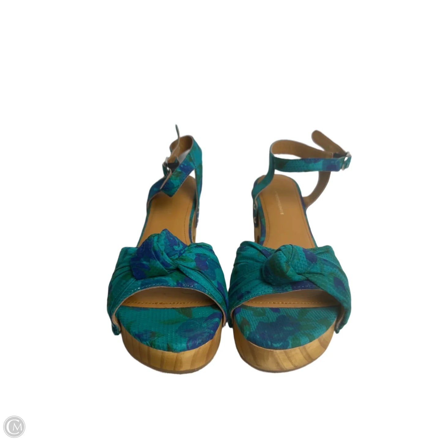 Sandals Heels Block By Anthropologie In Teal, Size: 8