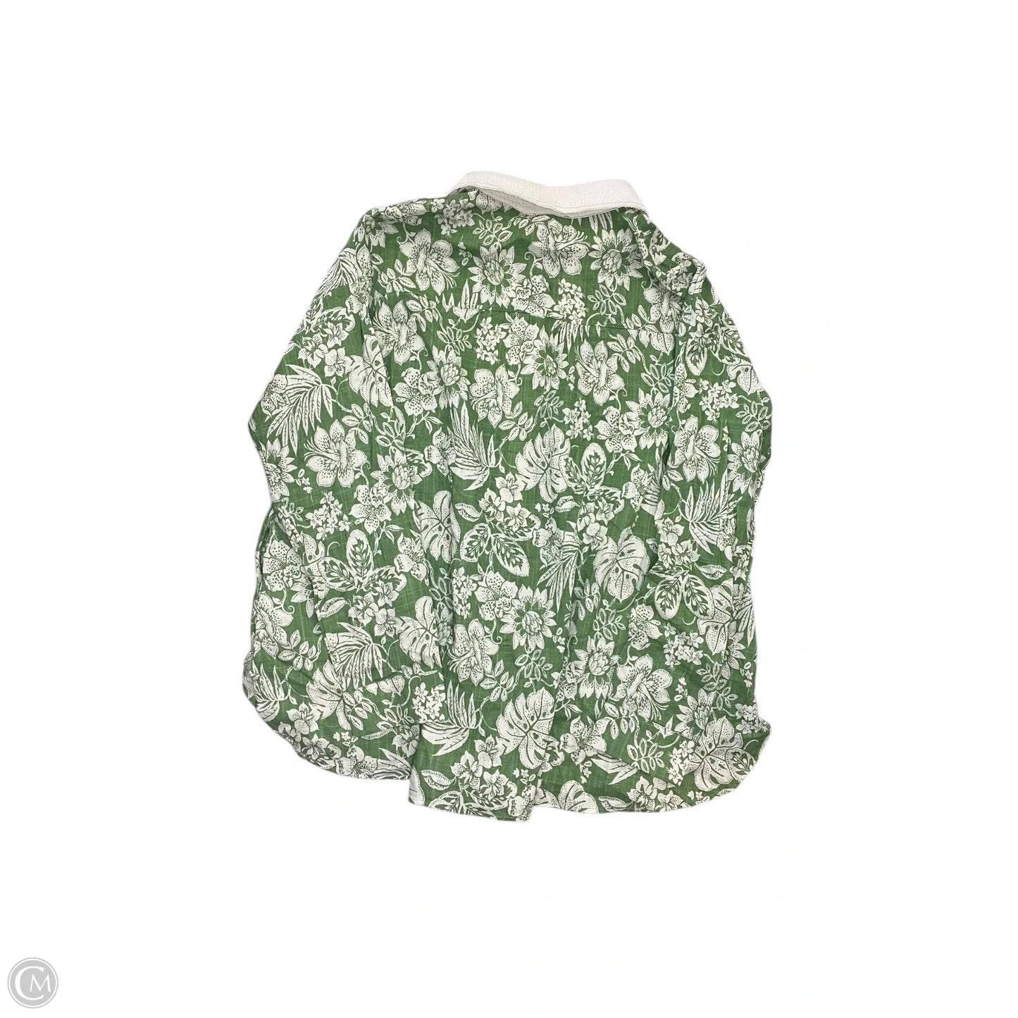 Blouse Long Sleeve By Easel In Green & Tan, Size: M