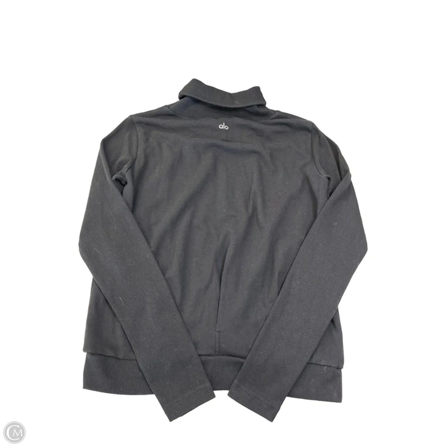 Athletic Top Long Sleeve Collar By Alo In Black, Size: S