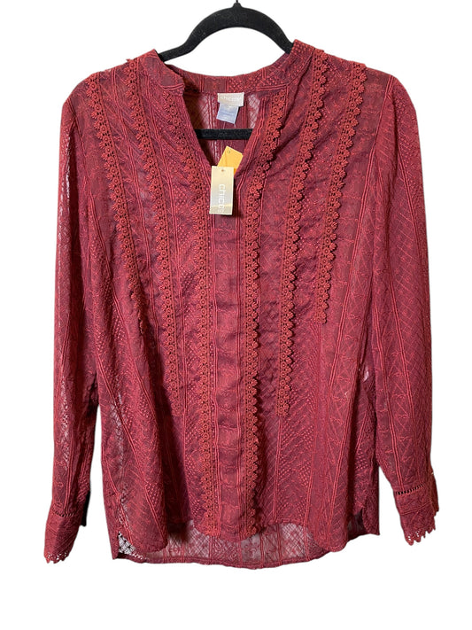 Top Long Sleeve By Chicos In Maroon, Size: S