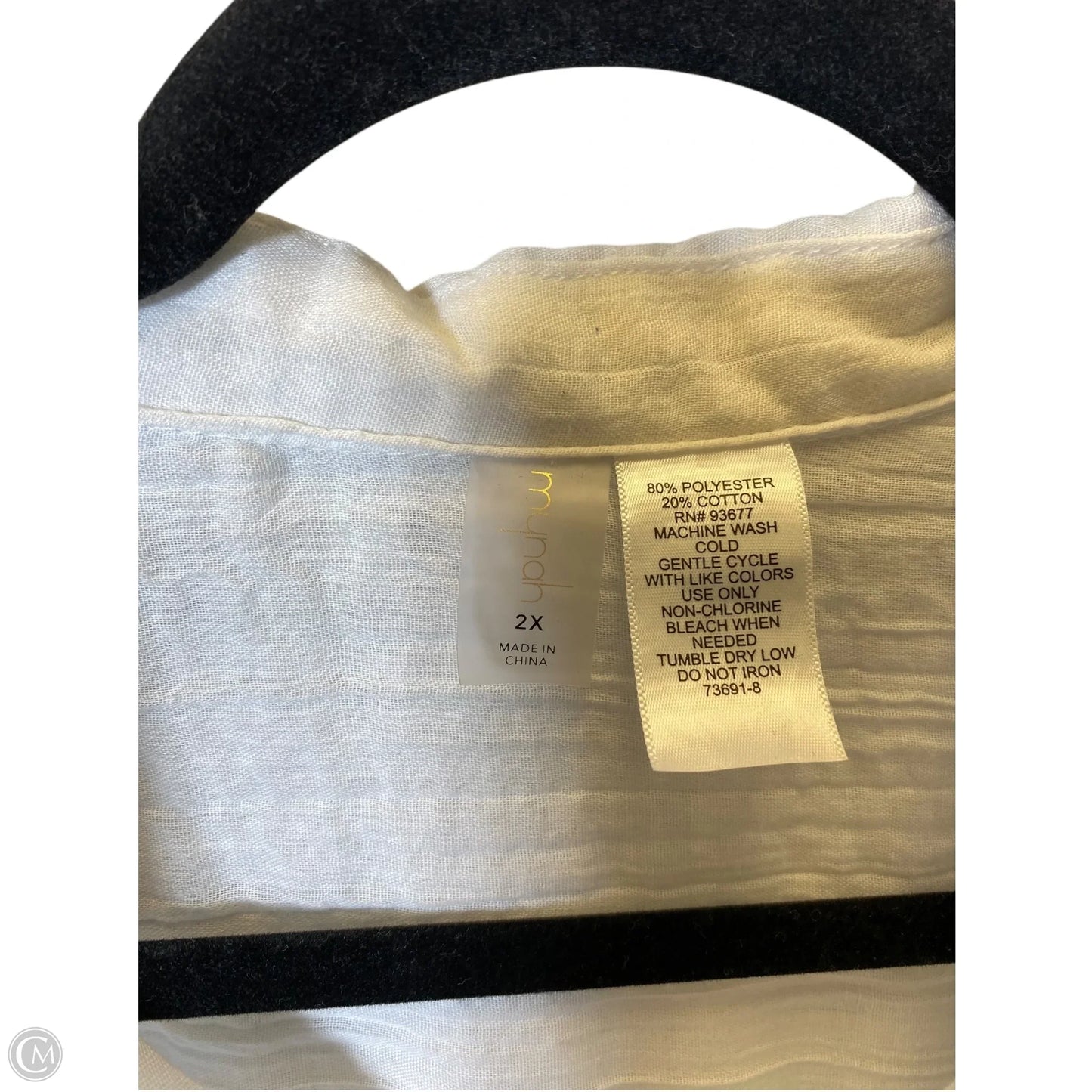 Blouse Long Sleeve By Clothes Mentor In White, Size: 2x