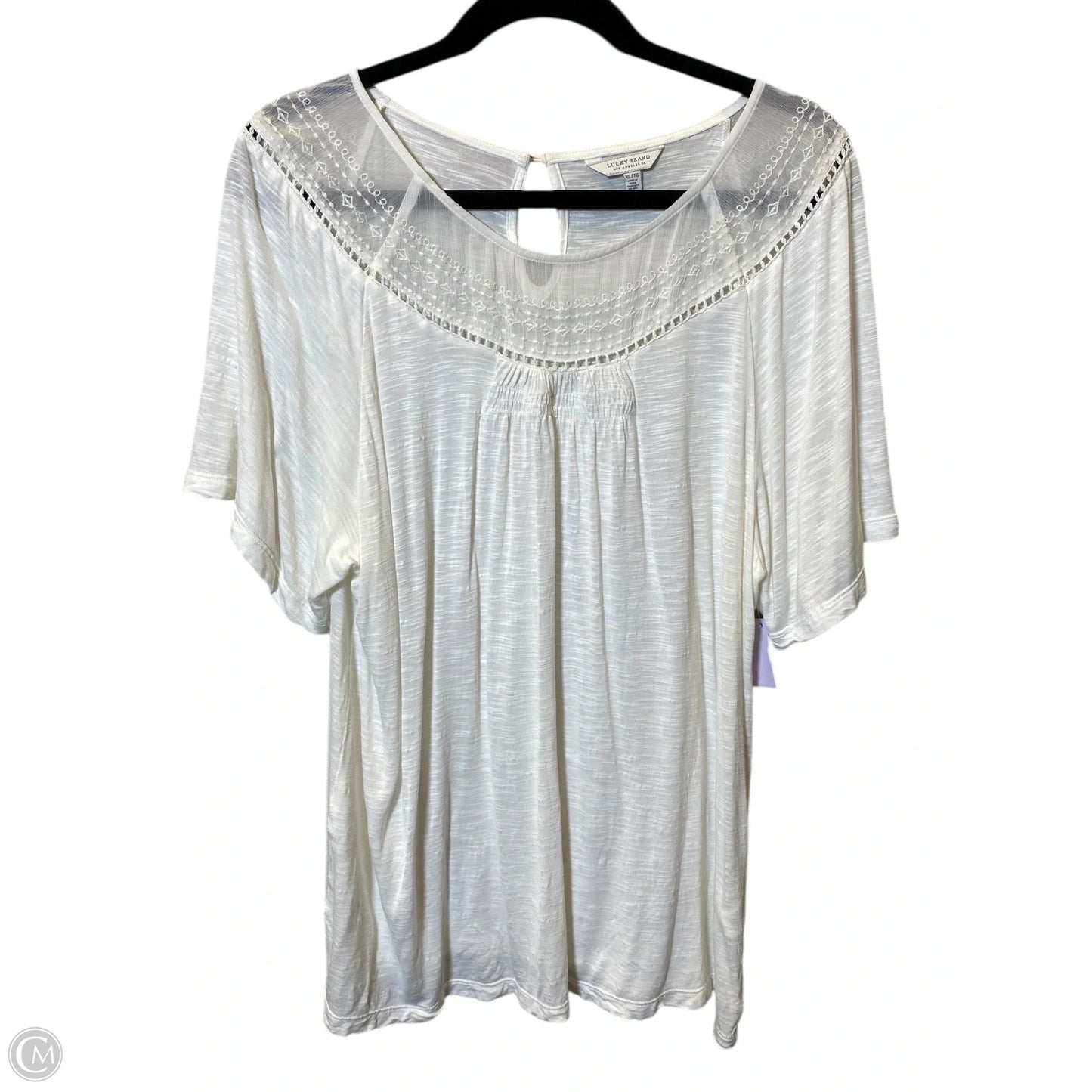 Top Short Sleeve By Lucky Brand In Cream, Size: Xl