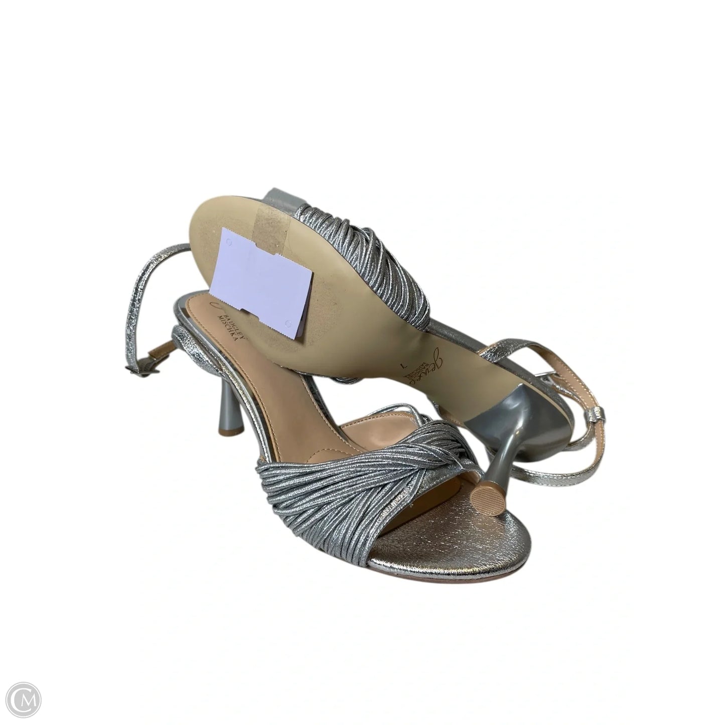 Sandals Heels Kitten By Badgley Mischka In Silver, Size: 7