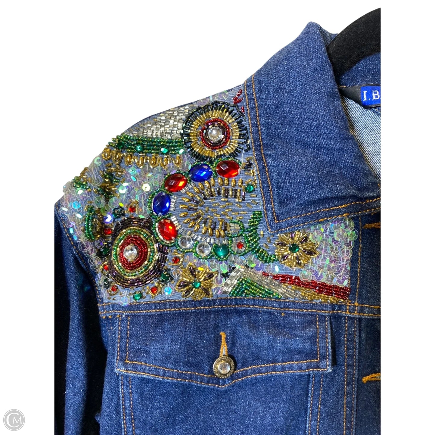 Jacket Denim By Clothes Mentor In Multi-colored, Size: L