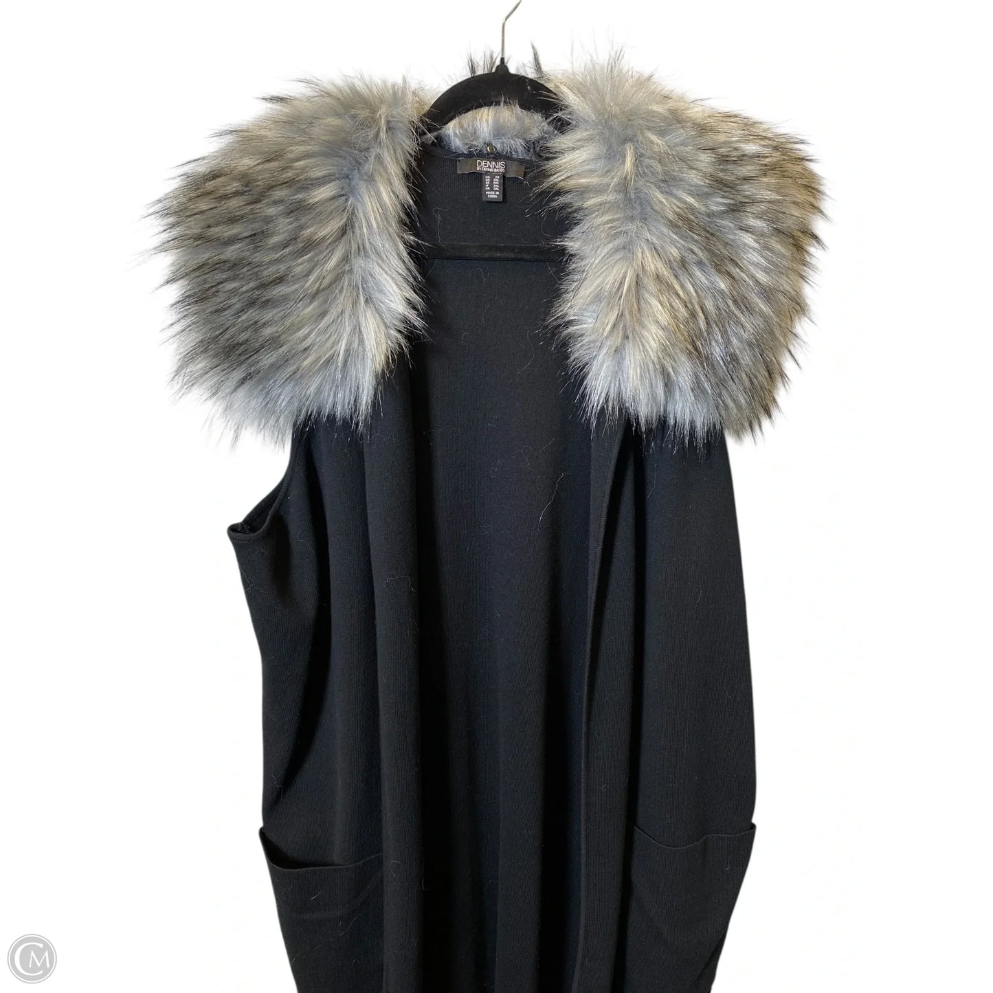 Vest Faux Fur & Sherpa By Dennis Basso Qvc In Black, Size: 2x