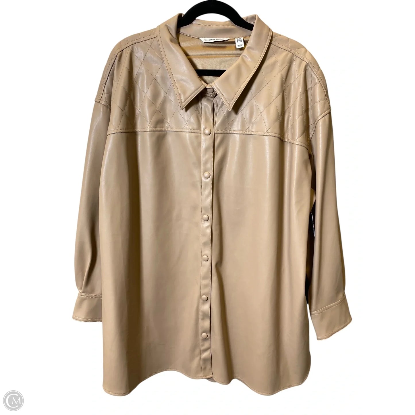 Jacket Leather By Isaac Mizrahi In Tan, Size: 2x