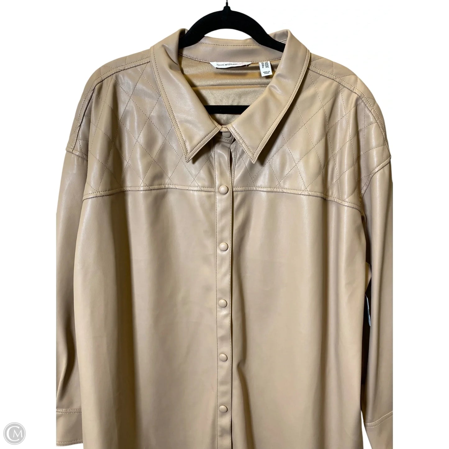 Jacket Leather By Isaac Mizrahi In Tan, Size: 2x