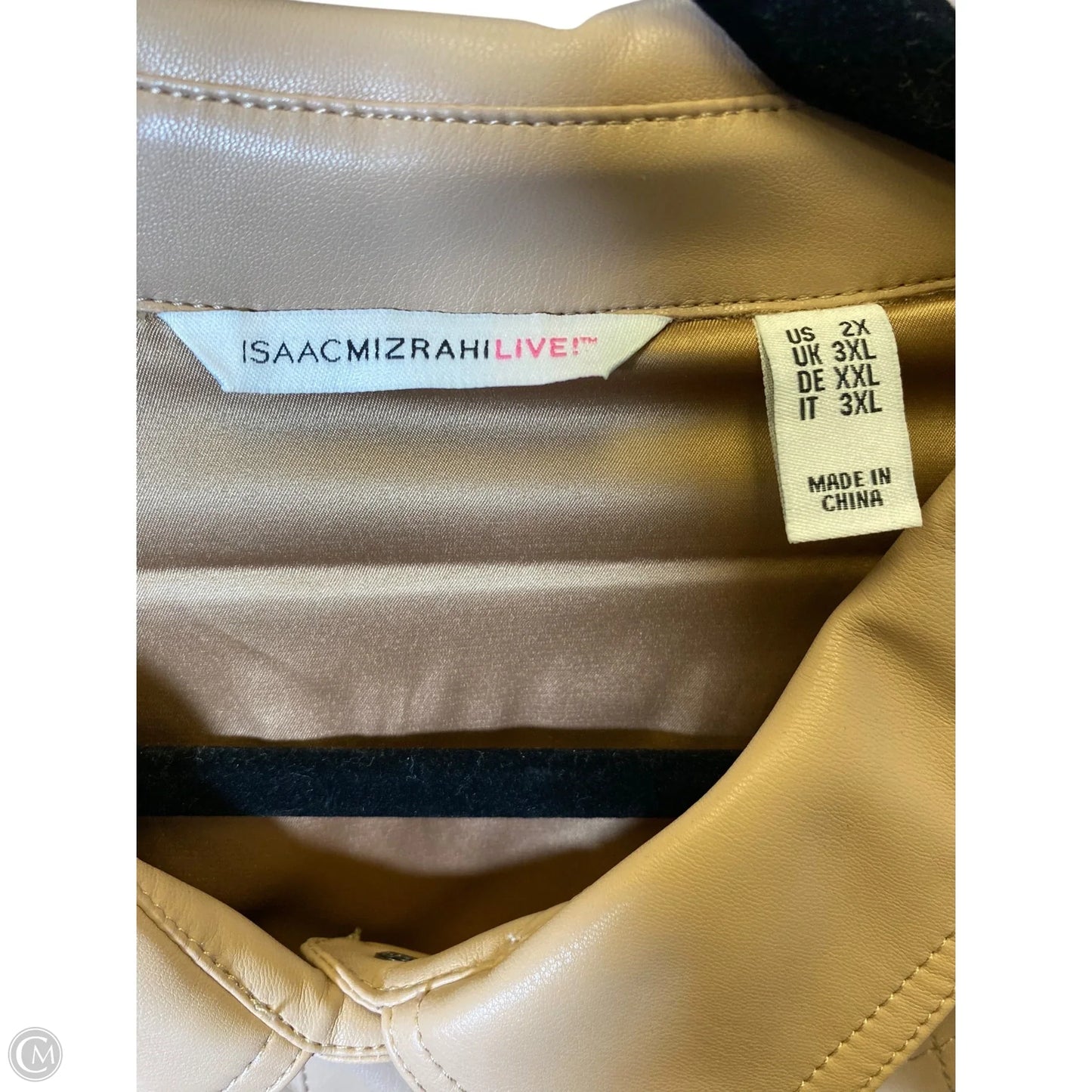 Jacket Leather By Isaac Mizrahi In Tan, Size: 2x