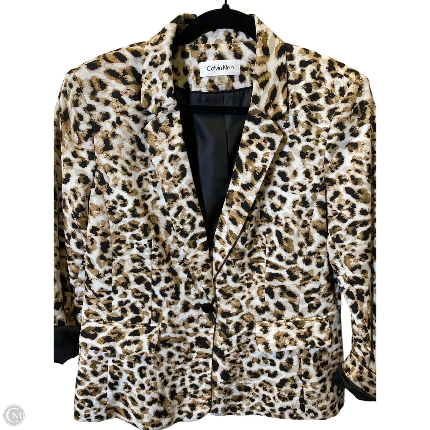 Blazer By Calvin Klein In Animal Print, Size: 14