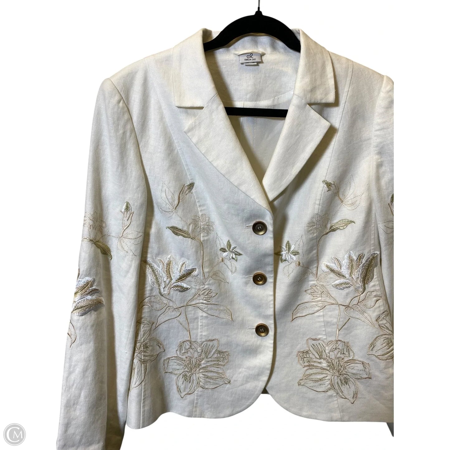 Blazer By Clothes Mentor In Cream, Size: 16