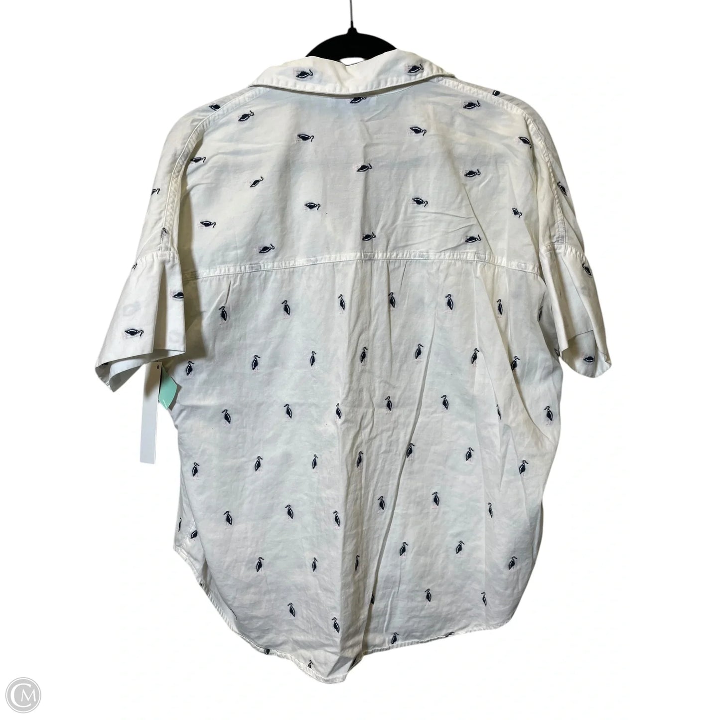 Blouse Short Sleeve By Madewell In Blue & White, Size: S